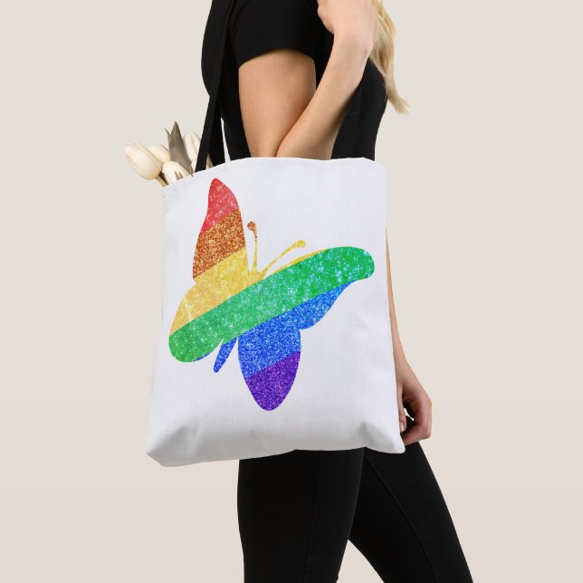 Bolso De Tela Orgullo LGBTQA+ mariposa arco iris (Detalle)