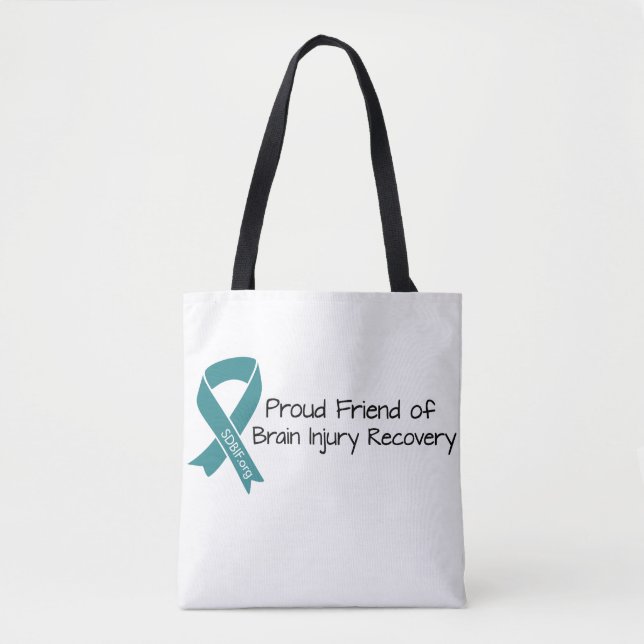 Bolso De Tela Orgullosa amiga de recuperación de lesiones cerebr (Anverso)
