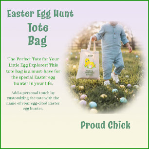 Bolso De Tela Orgullosa caza de huevos de pascua de pollo