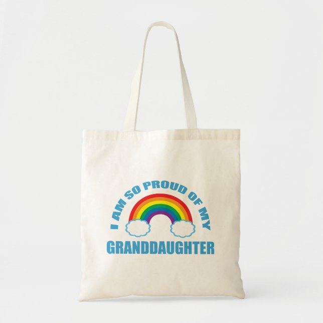 Bolso De Tela Orgullosa de mi nieta nieta nieta arcoiris (Frente)