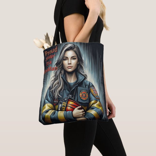 Bolso De Tela Orgullosa Hermana De FireFighter Robotics (Detalle)