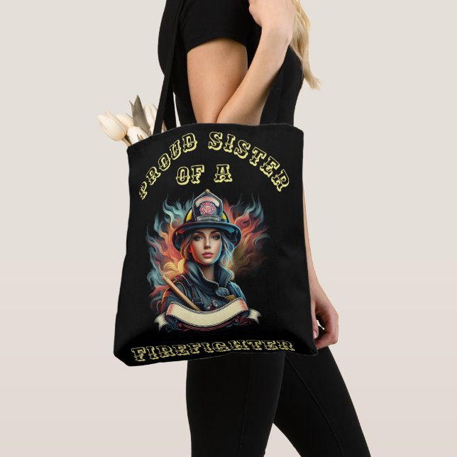 Bolso De Tela Orgullosa Hermana De La imaginación De FireFighter (Detalle)