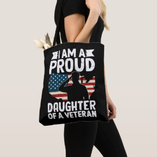 Bolso De Tela Orgullosa Hija De Un Padre Patriótico Militar Vete