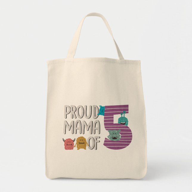 Bolso De Tela Orgullosa mamá de la bolsita de cinco dedos (Frente)