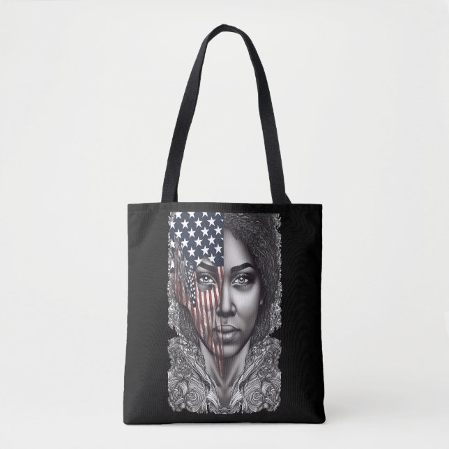 Bolso De Tela Orgullosa mujer afroamericana veterana (Anverso)