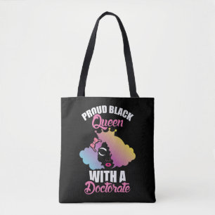Bolso De Tela Orgullosa Reina negra con doctorado en posgrado