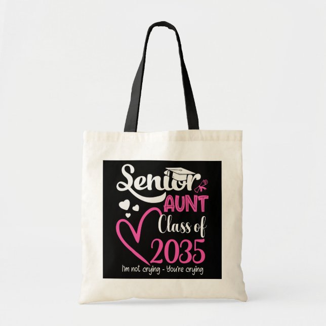 Bolso De Tela Orgullosa Tía De Una Clase De 2035 Graduada Superi (Frente)