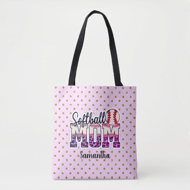 Bolso De Tela Orgullosa vida de mamá de Softball (Anverso)