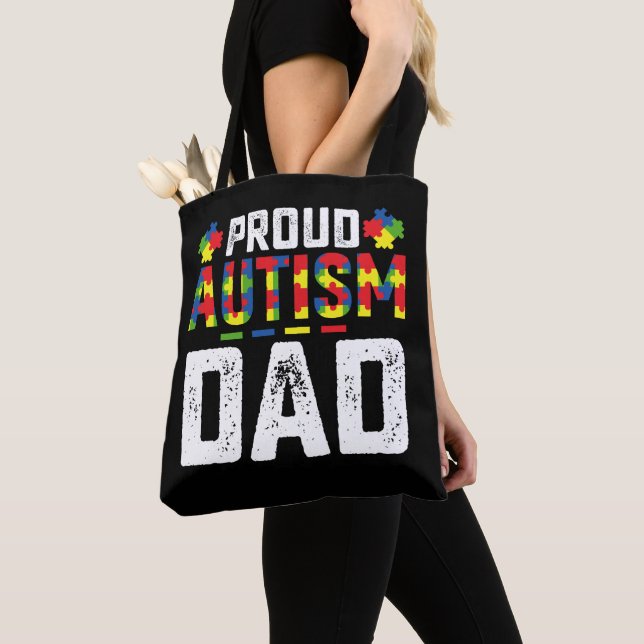 Bolso De Tela Orgulloso autismo papá conciencia familia autista (Detalle)