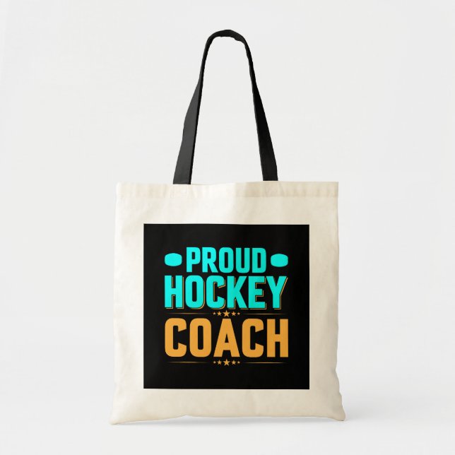 Bolso De Tela Orgulloso entrenador de hockey (Frente)