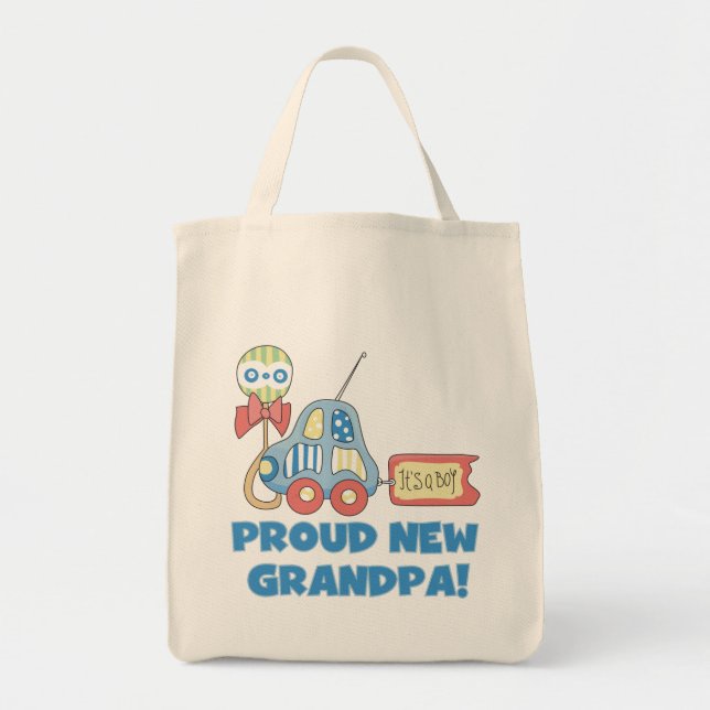 Bolso De Tela Orgulloso nuevo abuelo es un niño TShirts y regalo (Frente)