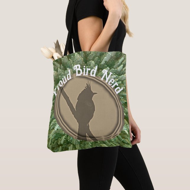 Bolso De Tela Orgulloso pájaro Nerd Silhouette Brown Green Birde (Detalle)