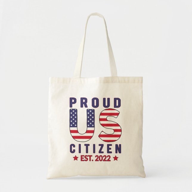 Bolso De Tela Orgulloso USA Citizen Est. 2022, Nuevo ciudadano e (Frente)