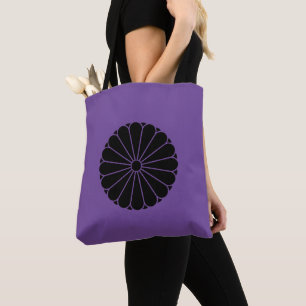 Bolso De Tela Oriental Black Kiku Chrysanthemum Mon Kamon Art
