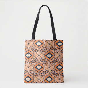 Bolso De Tela Oriental Seamless: Ornamento Naranja negro