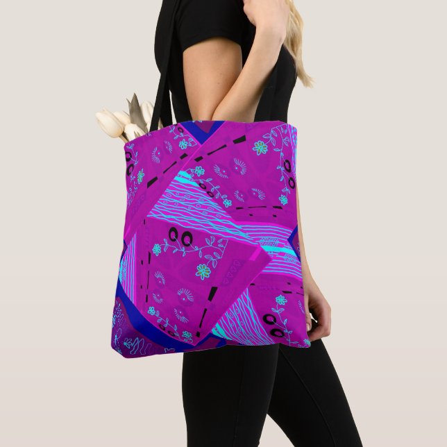 Bolso De Tela Origami Chintz (L) Fuchsia Turquoise Blue Magenta (Detalle)