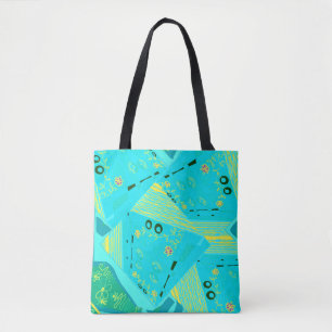 Bolso De Tela Origami Chintz (L) Turquesa Amarillo Verde azulado