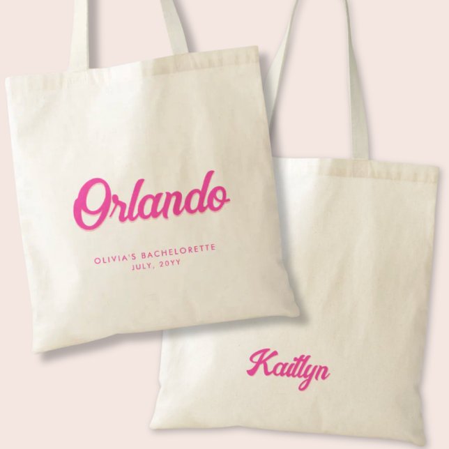Bolso De Tela Orlando Bachelorette Party Personalizado Tote Bag (Orlando Bachelorette Party Tote Bag)