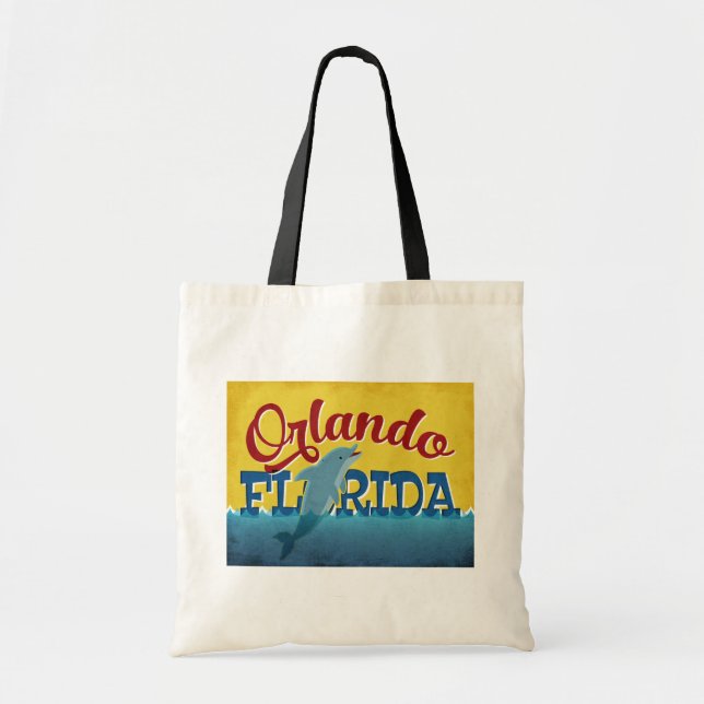 Bolso De Tela Orlando Florida Dolphin Retro Fun (Frente)