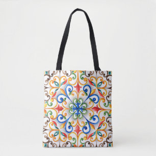 Bolso De Tela Ornamento acuarela de mayólica