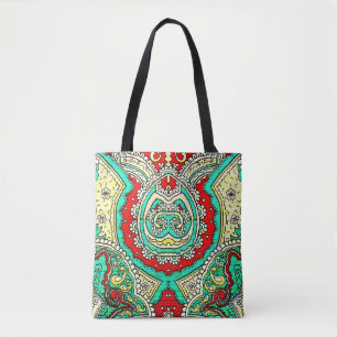 Bolso De Tela Ornamento arabesco neón: estilo años 80.
