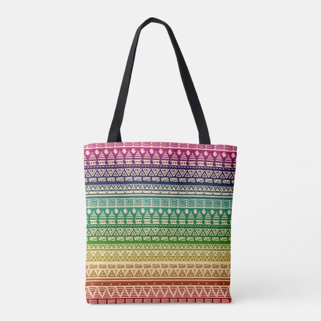 Bolso De Tela Ornamento arcoiris colorido (Reverso)