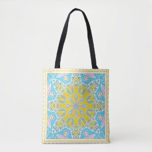 Bolso De Tela Ornamento colorido decorativo sobre fondo blanco,