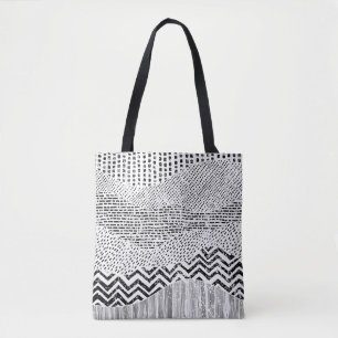 Bolso De Tela Ornamento de conglomerado blanco negro