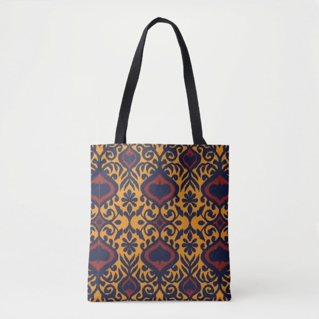Bolso De Tela Ornamento de folclore geométrico Ikat. damasco ori (Anverso)