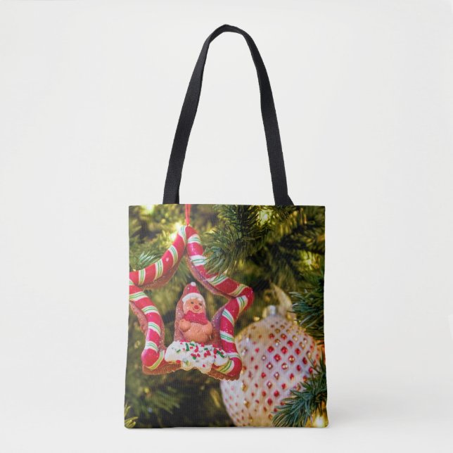Bolso De Tela Ornamento de Navidad de Gingerbread (Anverso)