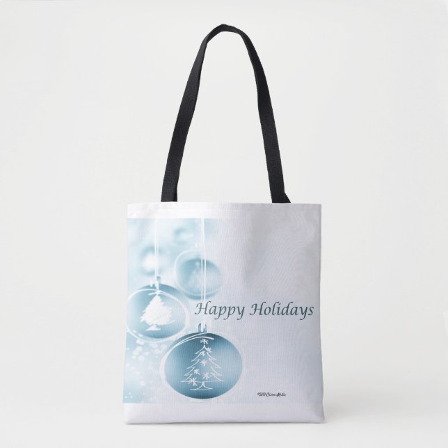 Bolso De Tela Ornamentos azules de Navidad (Anverso)