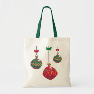 Bolso De Tela Ornamentos de Navidad Retro Rojo y Verde