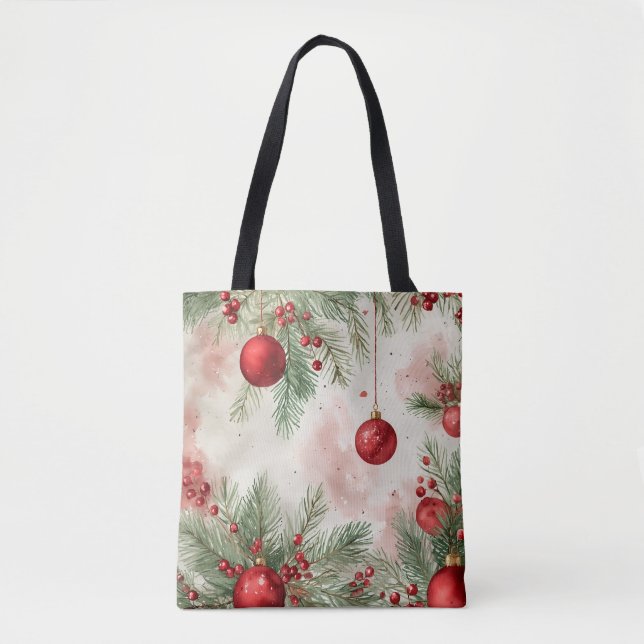 Bolso De Tela Ornamentos festivos Watercolor Tote Bag (Anverso)