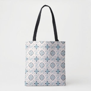 Bolso De Tela Ornamentos marroquíes crema azul estilo étnico Est