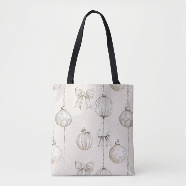 Bolso De Tela Ornamentos navideños de crema de moda (Anverso)