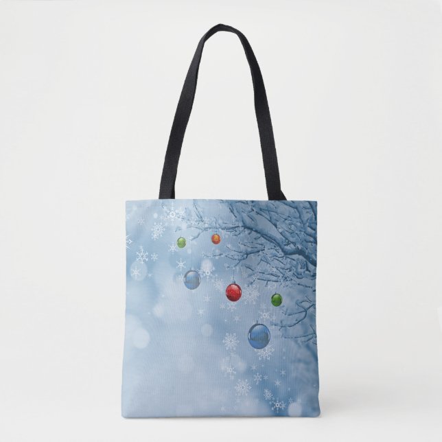 Bolso De Tela Ornamentos navideños personalizados en árboles con (Anverso)