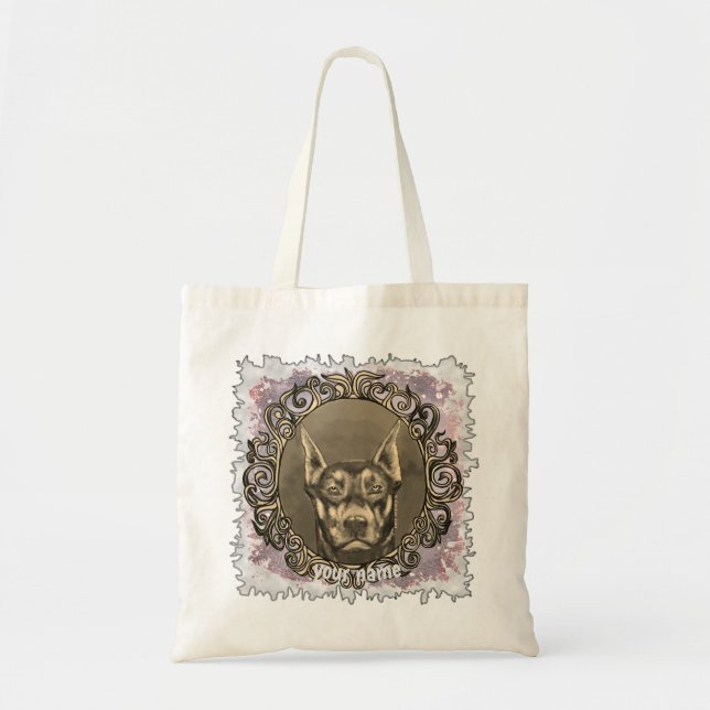 Bolso De Tela Ornate Doberman Tote Bag (Frente)
