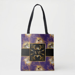 Bolso De Tela Ornate Floral Monograma Cuato - Púrpura Real