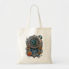 Bolso De Tela Ornate Steampunk Clock con Rosas.