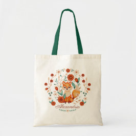 Bolso De Tela Ornate Woodland Fox Whimsical Watercolor Name