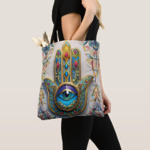 Oro Colorido Filigree Azul-Verde Tercer Ojo Hamsa
