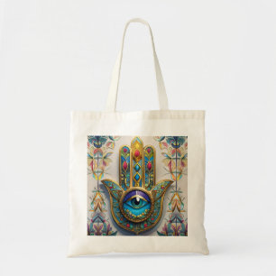 Bolso De Tela Oro Colorido Filigree Azul-Verde Tercer Ojo Hamsa