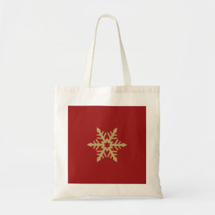 Bolso De Tela Oro del diseño del copo de nieve en rojo