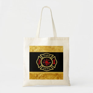 Bolso De Tela Oro del logotipo del cuerpo de bomberos y oro