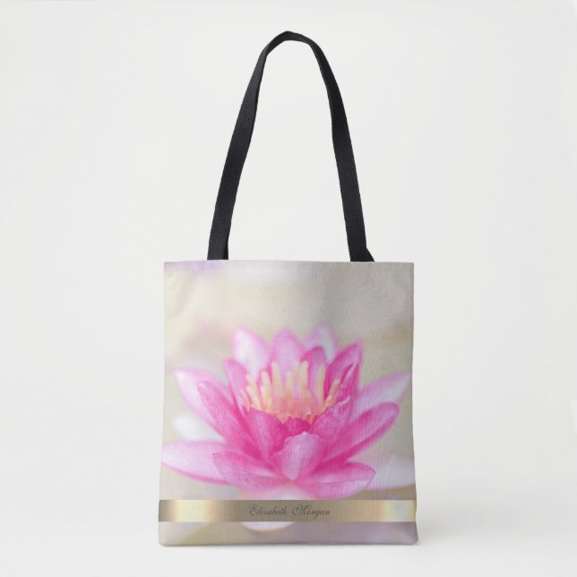 Bolso De Tela Oro elegante, Lotus, yoga (Anverso)