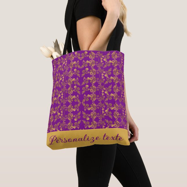 Bolso De Tela Oro Floral de Damasco de Lujo Personalizado sobre  (Detalle)