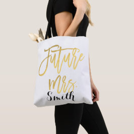 Bolso De Tela Oro Futuro Sra. Compromiso Boda Personalizado