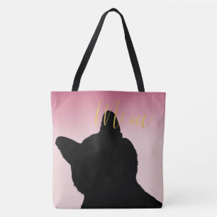 Bolso De Tela Oro Meow Kitty color rosa oscuro