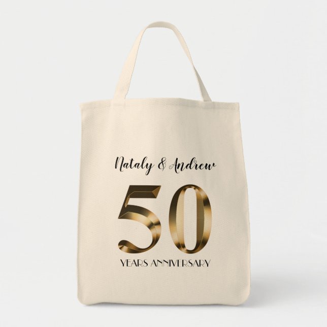 Bolso De Tela Oro metálico 50 aniversario Boda (Frente)