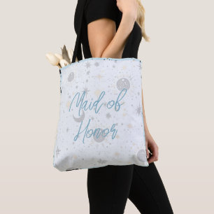 Bolso De Tela Oro Negro Doncella de Honor Celestial Azul